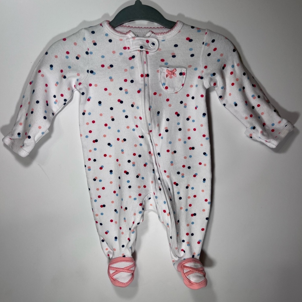 Carter’s white romper with polka dots for newborn Baby girl